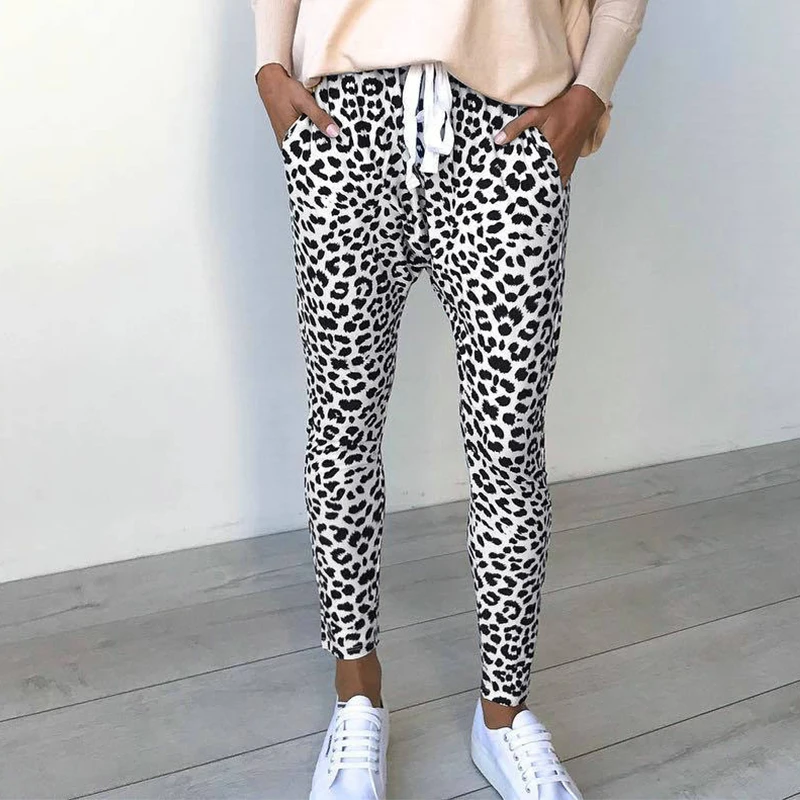 CHRLEISURE Pantalon Femme свободные леопардовые брюки с принтом женские повседневные Модные
