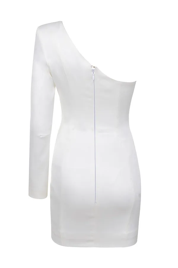 

High Quality Sexy Women V-Neck One-Shoulder Rayon Bandage Simple Elegant Homecoming Evening Party Dress