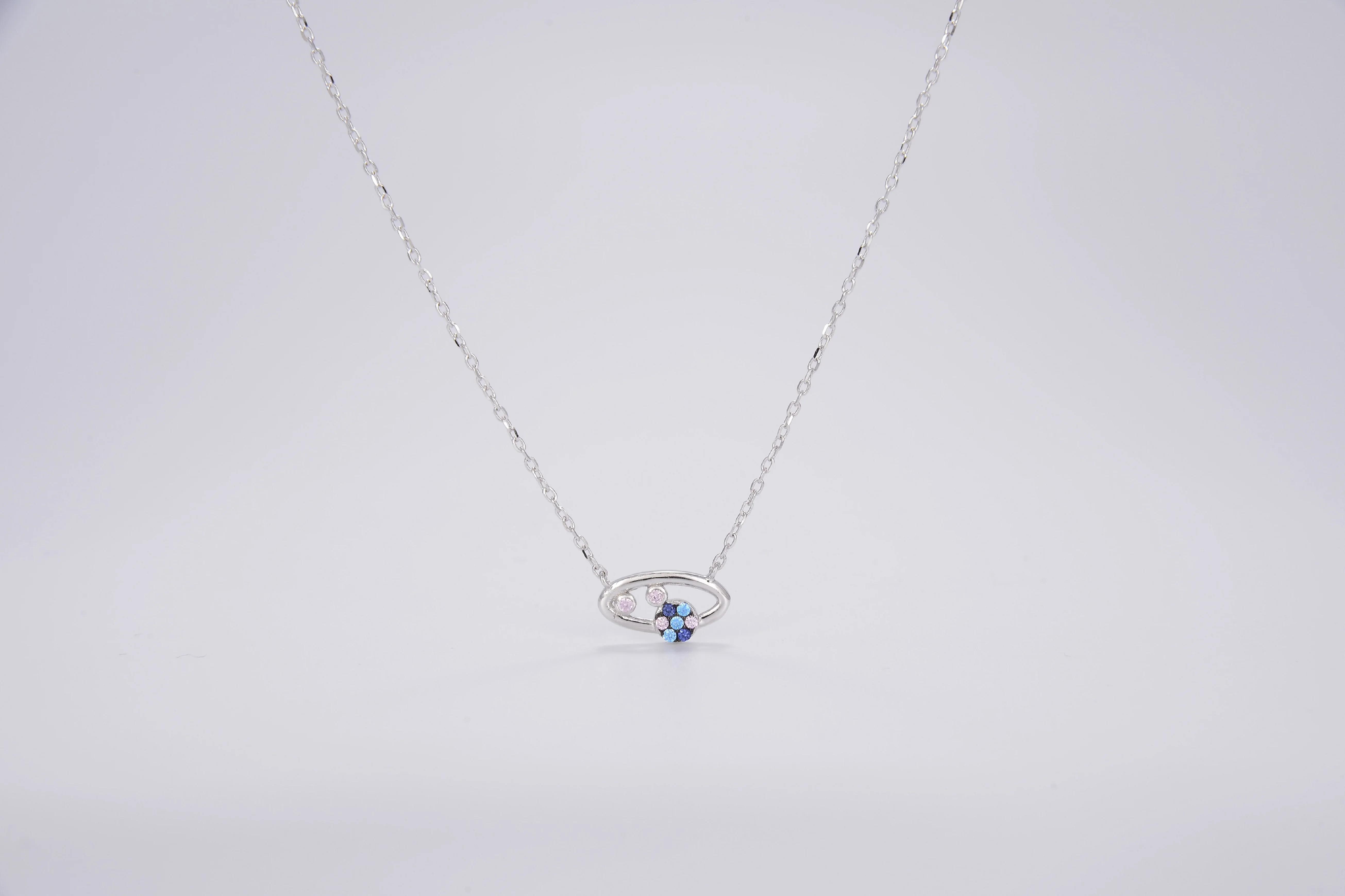 Lollipop 45cm Solar System Pendant Necklace Colourful Stone Silver 925 Jewelry Scale Light For Women Elegant Gift | Украшения и