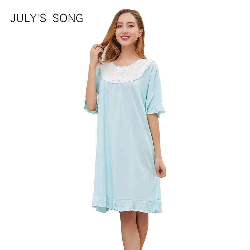 JULY'S SONG Новая женская летняя Однотонная ночная рубашка женское милое кружевное