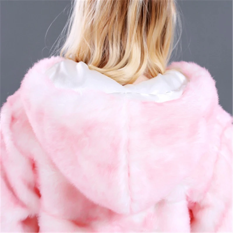2018Winter big Size Women's Fur Coat long hair imitation fur coat Christmas Halloween day cosplay nightclub party LED HoodedJ913