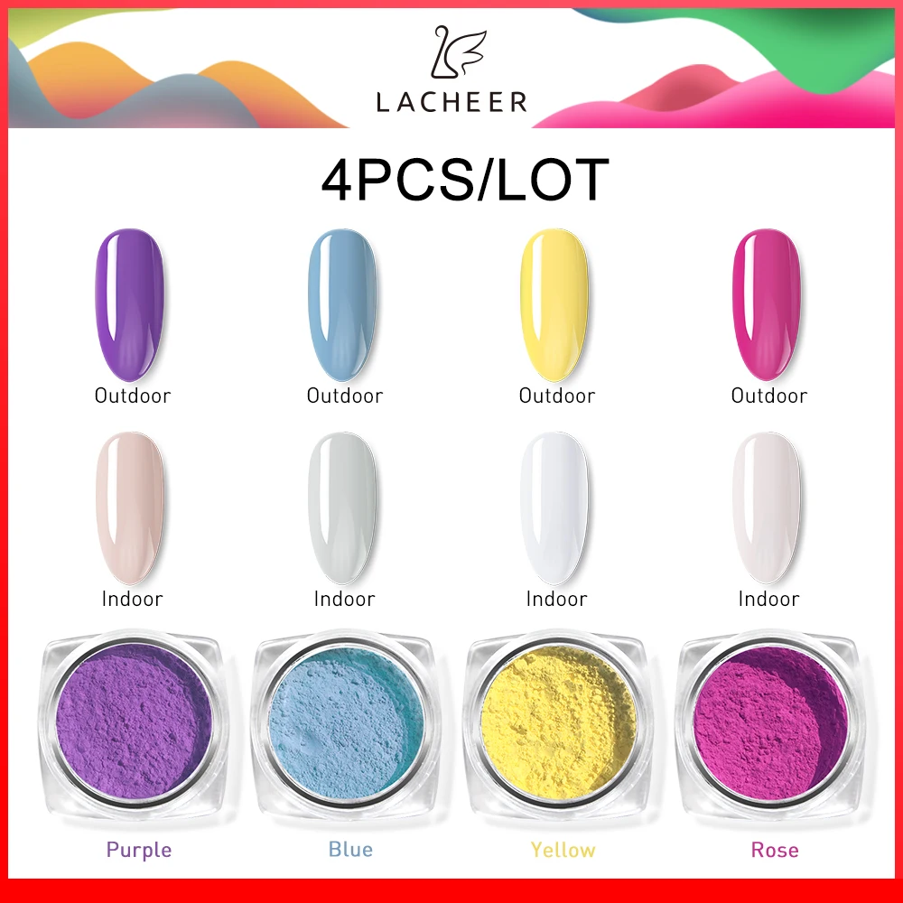 Lacheer Sunlight чувствительный порошок цвет изменить блеск для ногтей сверкающие