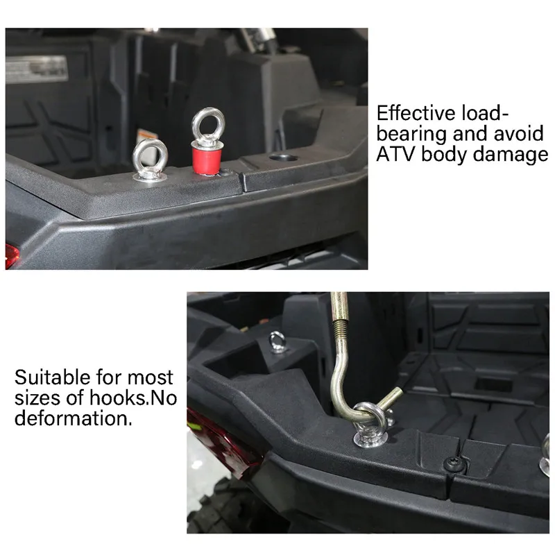 4 Pack Lock And Tie Down Anchors Eye Bolt Fasteners For Polaris Snowmobile Cargo Racks Other ATV's With A 1'' Diameter Hole |