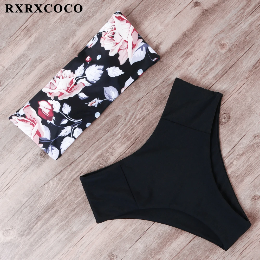Пикантный купальник бикини RXRXCOCO Женский комплект с высокой талией бандажный пуш