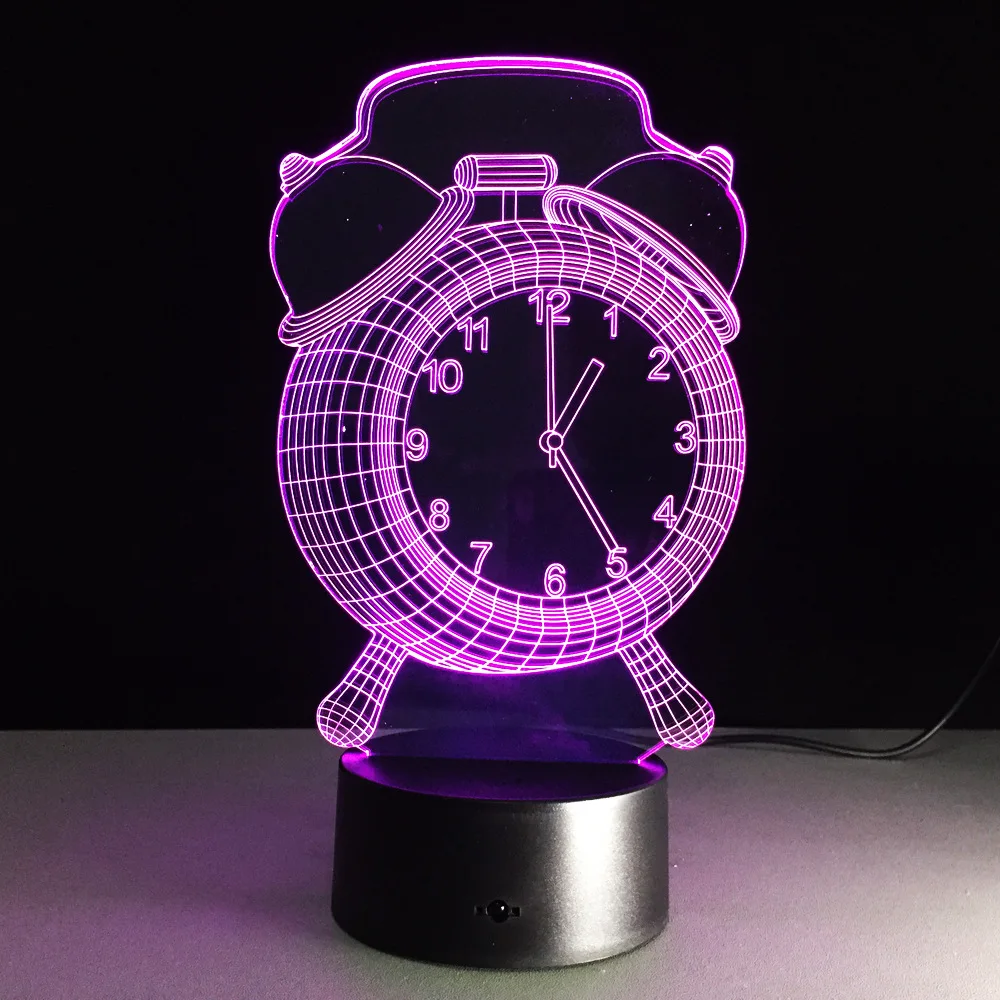 

Alarm Clock Model Acrylic 3D Lamp USB Multicolor RGB LED Night Light for Kids Xmas Birthday Gift Bedroom Decoration