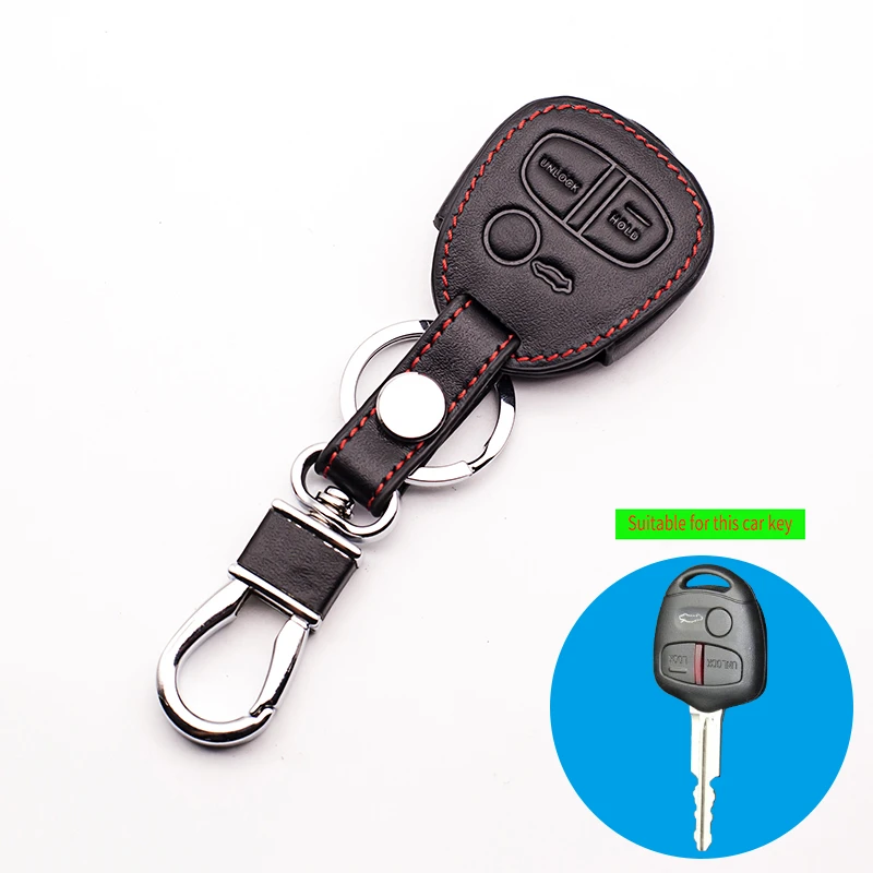 High quality 3 button For Mitsubishi OUTLANDER PAJERO Lancer EX / ASX leather remote control car key holder case | Автомобили и