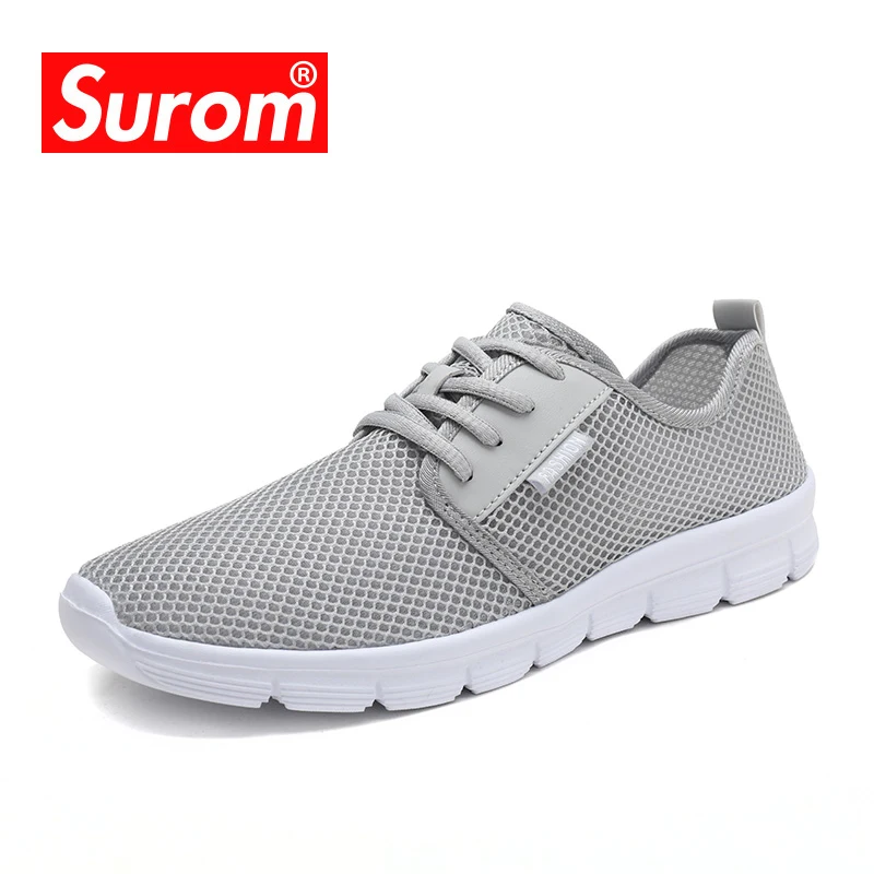 SUROM Unisex Sneakers Mesh Breathable Men Shoes Casual Women Flats Lightweight Lace Up Walking Comfortable Big Size 35~48 | Обувь