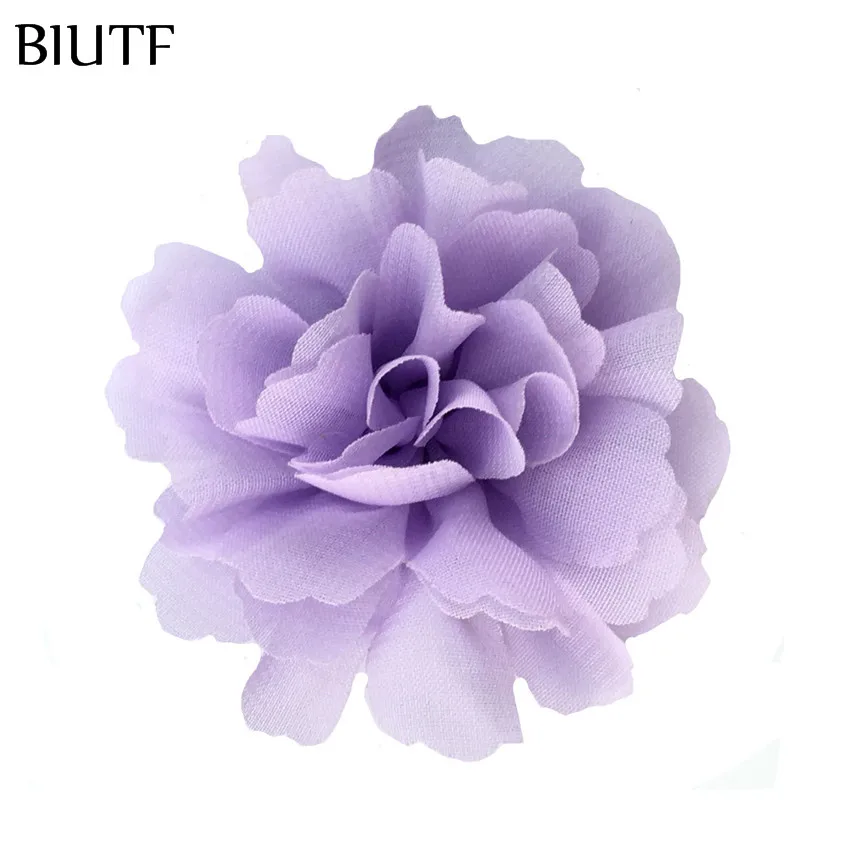 13-lavender 10 шт./лот 7,5 см гофрированный Weavy шифон цветок 3 дюймов сплошной цвет волос цветок с зажим для волос принцесса головной убор TH246 - Цвет: 13-lavender