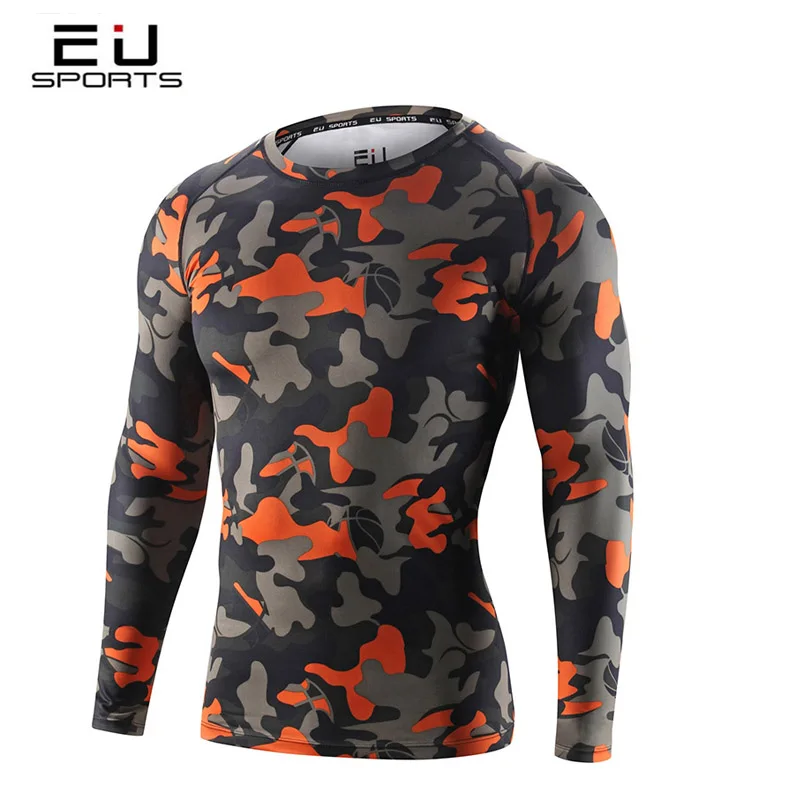 Для мужчин Камуфляж сжатия Колготки для новорождённых Бег Фитнес рубашка с