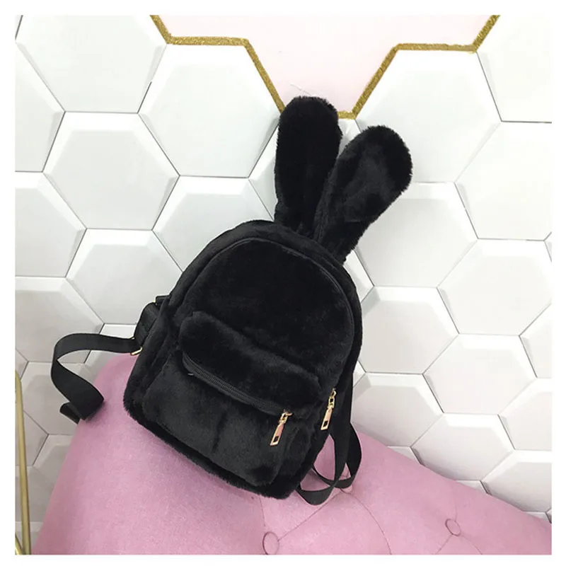 Детские Мини-рюкзаки из искусственного меха с кроличьими ушками сумки на плечо