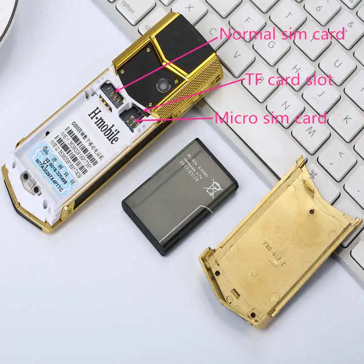 Поддержка Русский Арабский KeyboardLuxury металл + кожаный корпус Gsm Dual Sim Сотовые