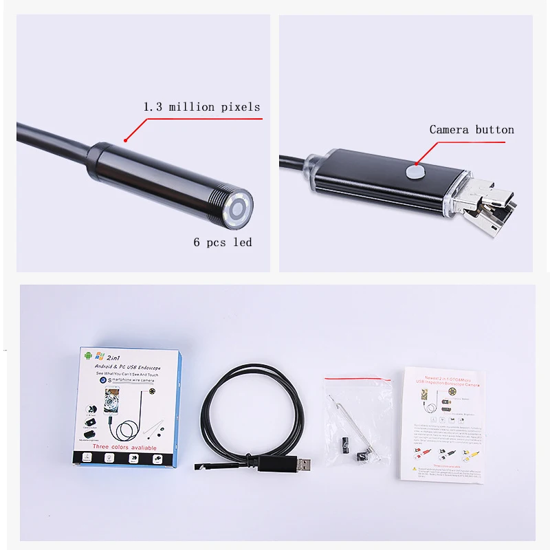 Эндоскоп 7 мм Android водонепроницаемый мобильный телефон светодиодный эндоскоп