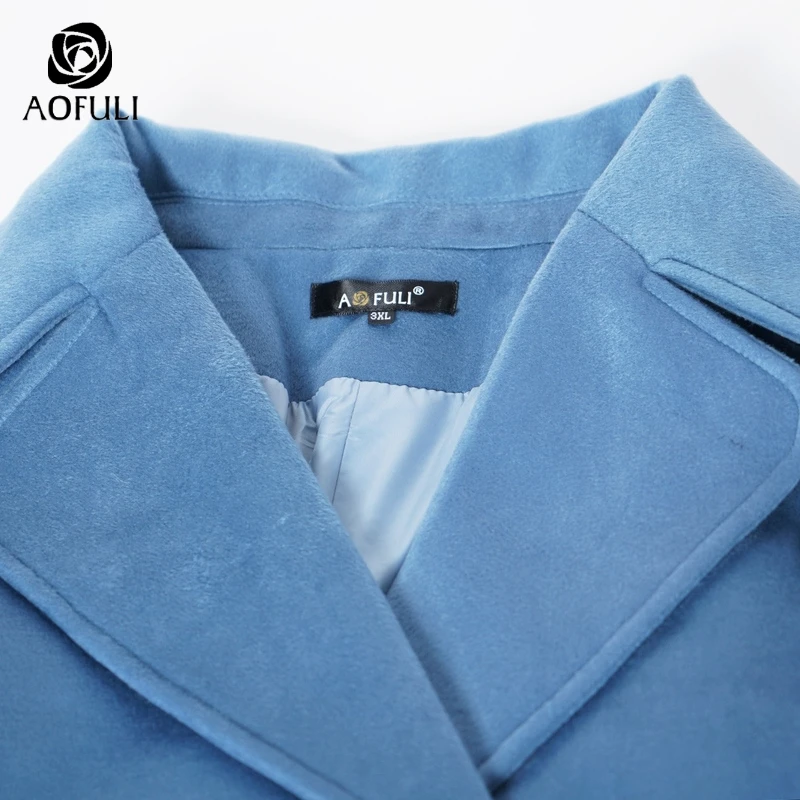 XL/2XL/3XL большой размер женское синее пальто с длинными рукавами зимнее Модное