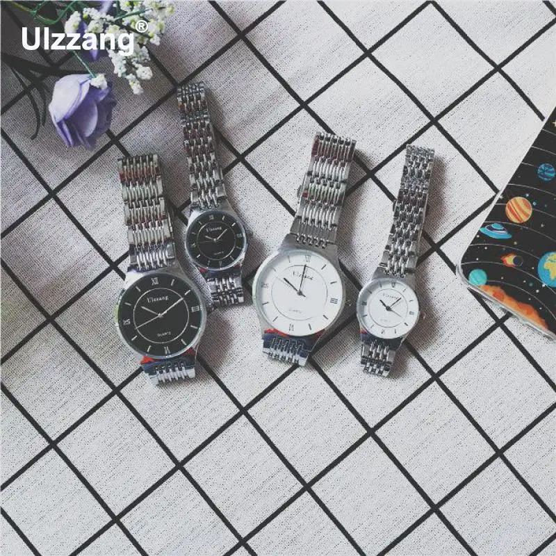Высококачественные кварцевые наручные часы Ulzzang полностью из нержавеющей стали