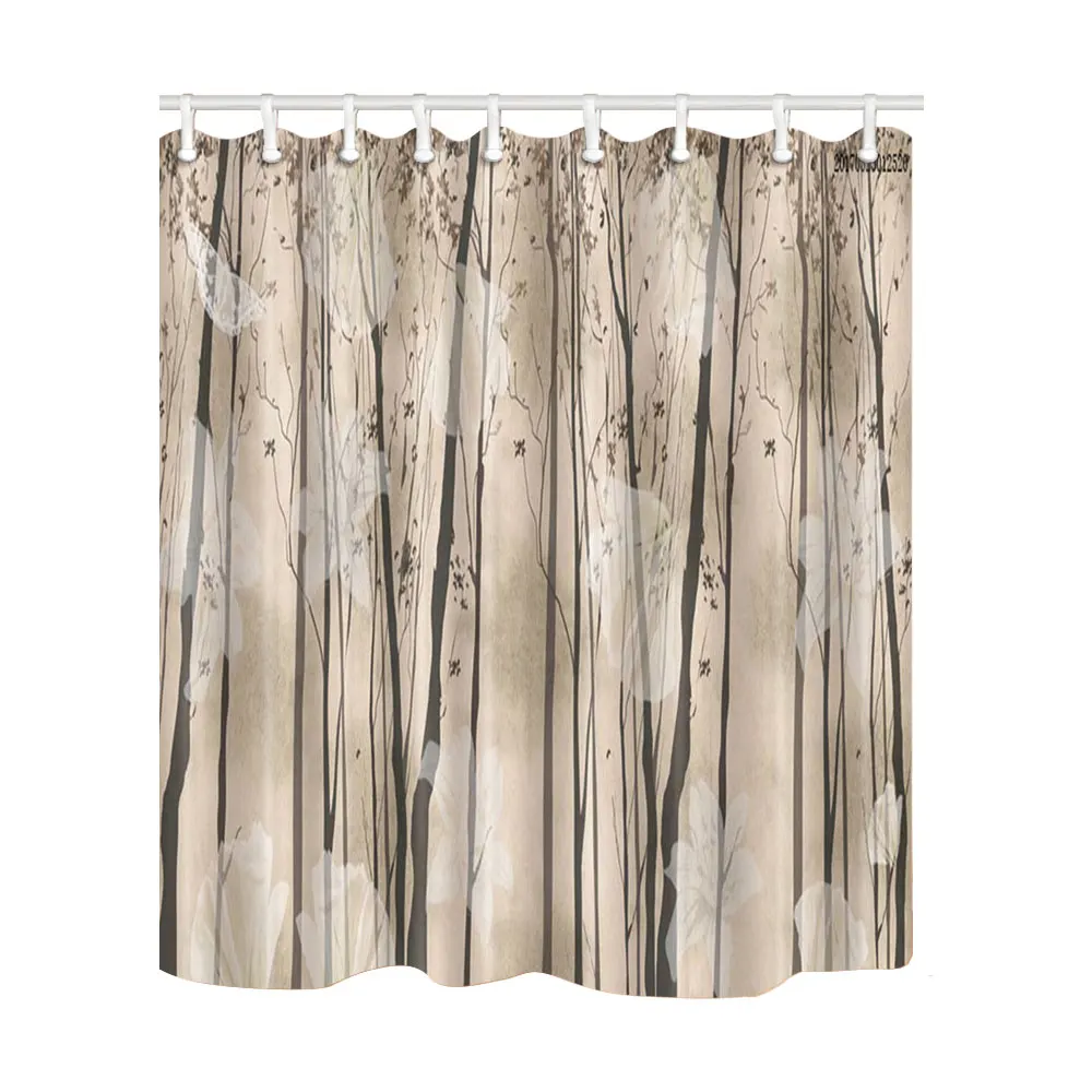 

Art Design Shower Curtains Different Styles Trees Bath Screens Home Decor Polyester Fabric Waterproof Mildew Proof with 12 Hooks