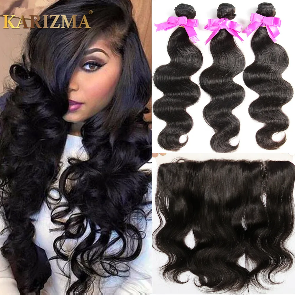 Бразильские Волосы Девственницы С Фронтальной Объемная Волна Пучки Волосков