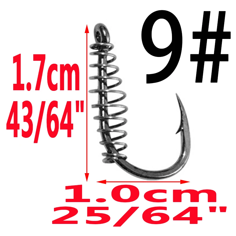size9 10pcs 10 шт. Высокоуглеродистая сталь пружинный рыболовный крючок колючий Вертлюг, карп, поворотные взрывные Крючки Джиг, рыболовные крючки с отверстием, рыболовные снасти - Цвет: size9 10pcs