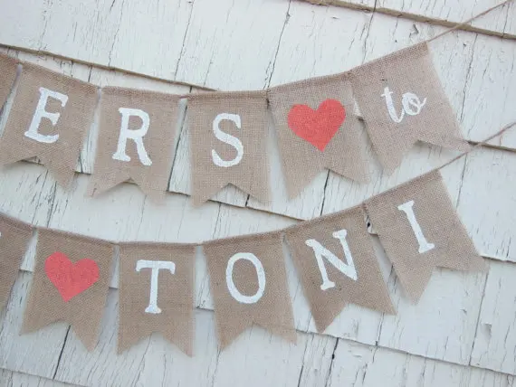 custom names cheers wedding burlap Banners couples shower enagement Vow Renewal sign party Buntings garlands Photo Prop | Дом и сад