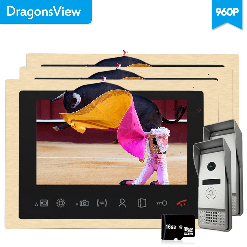 Видеодомофон Dragonsview 10 дюймов 960P с кабелем|Видеодомофон| |
