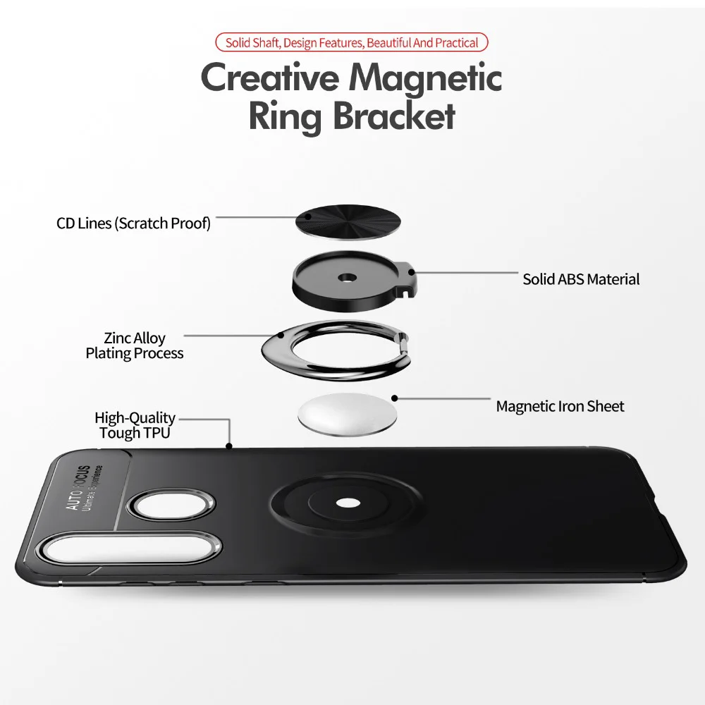 For Samsung Galaxy A8s Case Matte Soft Silicone Back Cover for A9 Pro (2019) Finger Ring |