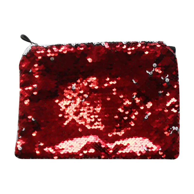 red Новое поступление, сублимационная косметичка с блестками, горячая печать, сумка для макияжа, расходные материалы, 10 шт./лот, новые стили, 16*23 см - Цвет: red