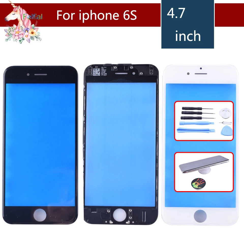 

For iPhone 6S Touch Screen Digitizer Lens Front glass LCD panel with frame bezel for iphone6S LCD External GLASS Replacement