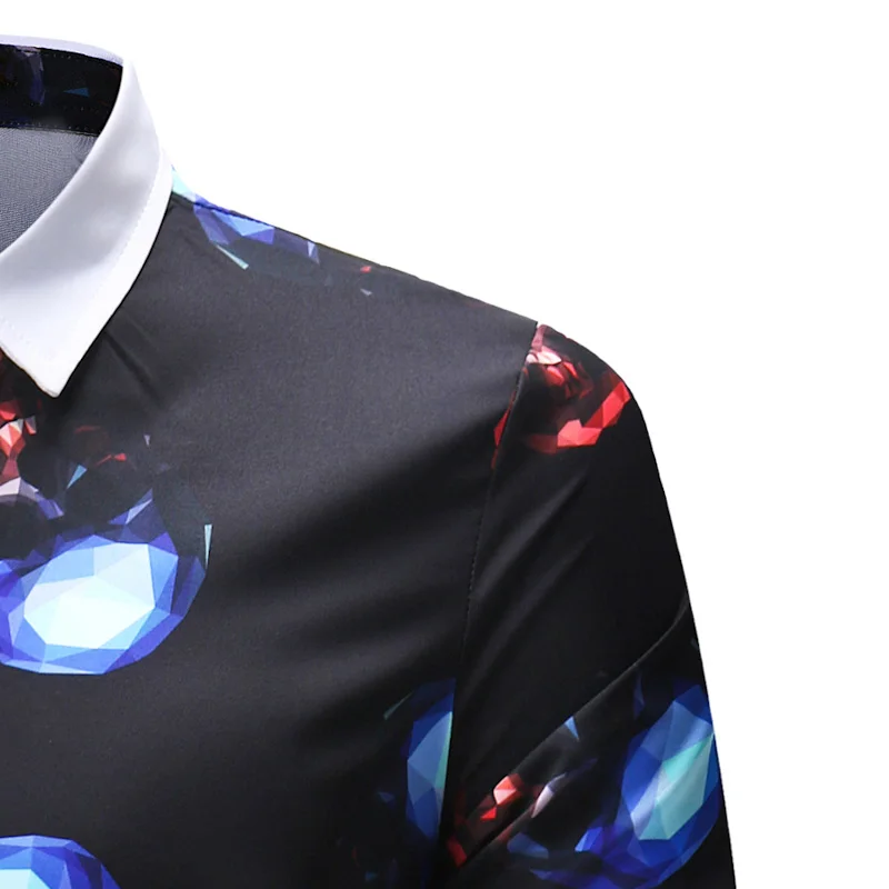 2018 мужские рубашки смешно печатных Англия костюмы Повседневное Slim Fit рубашка с