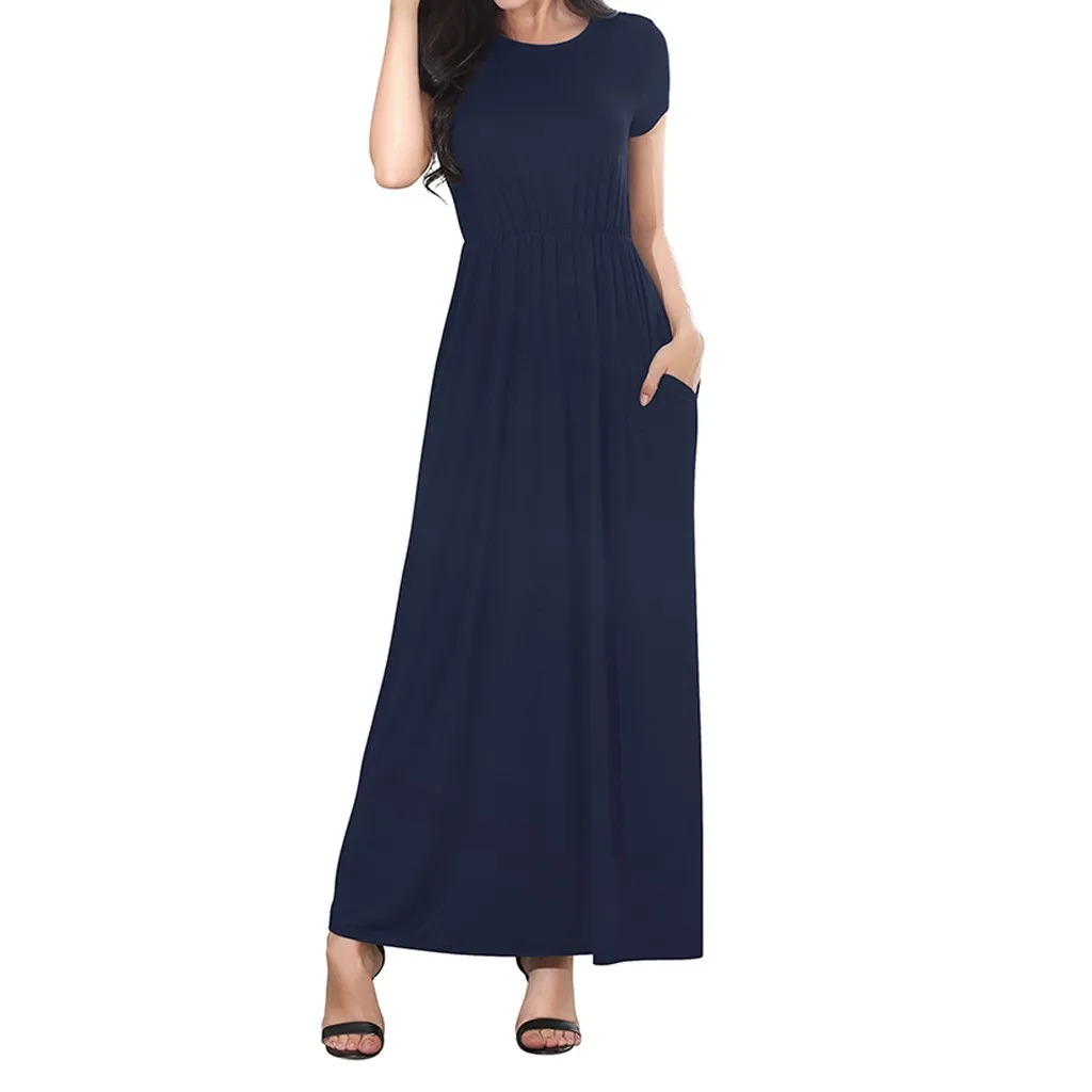 Женское повседневное длинное платье с v образным вырезом свободное летнее Макси