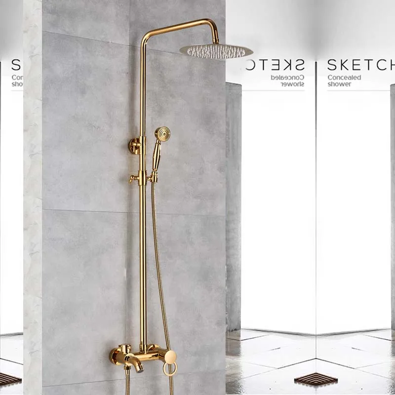 

Antique Brass Rainfall Shower Faucet Single Handle Bath Shower Set Wall Mount Shower Mixer Faucet Bathroom Shower Mixer Tap