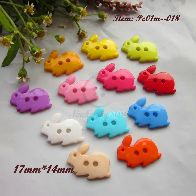 120 шт. декоративные пуговицы с милым мультяшным Кроликом 2 отверстия пластиковые