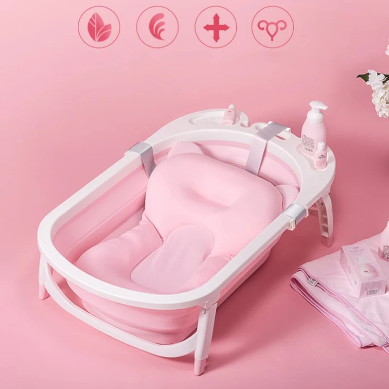 Детская складная Ванна Подушка младенческой безопасности душ Нескользящая