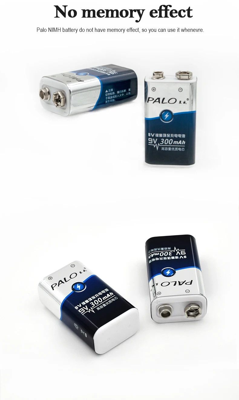 PALO 2 шт. 9v300mah батареи сочетаются с индикатором светильник зарядное устройство для AA AAA 9 в 6F22 Ni-MH перезаряжаемые Baterias