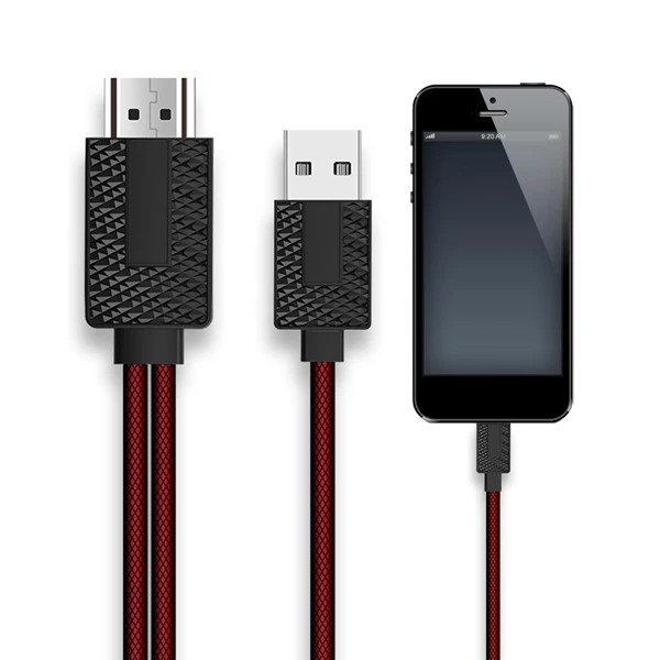 Black Case Red Cable USB к HDMI конвертер для Apple Lightning к HDMI MirrorCast кабель для iPhone X 8 7 6 S 5 iPad Pro Air HDMI tv Цифровой AV адаптер - Цвет: Black Case Red Cable