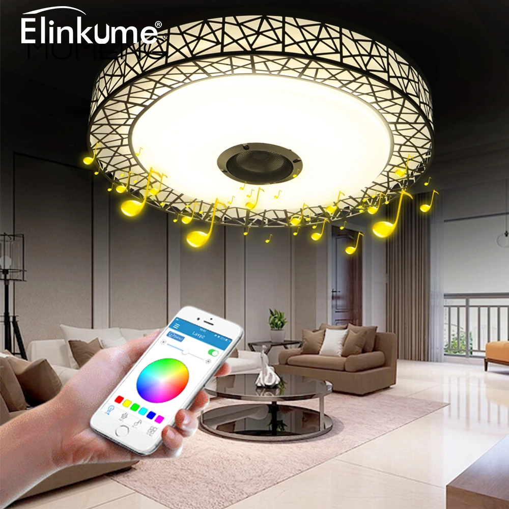 Светодиодный потолочный светильник Elinkume RGB 36 Вт с регулируемой яркостью яркая Праздничная лампа Bluetooth