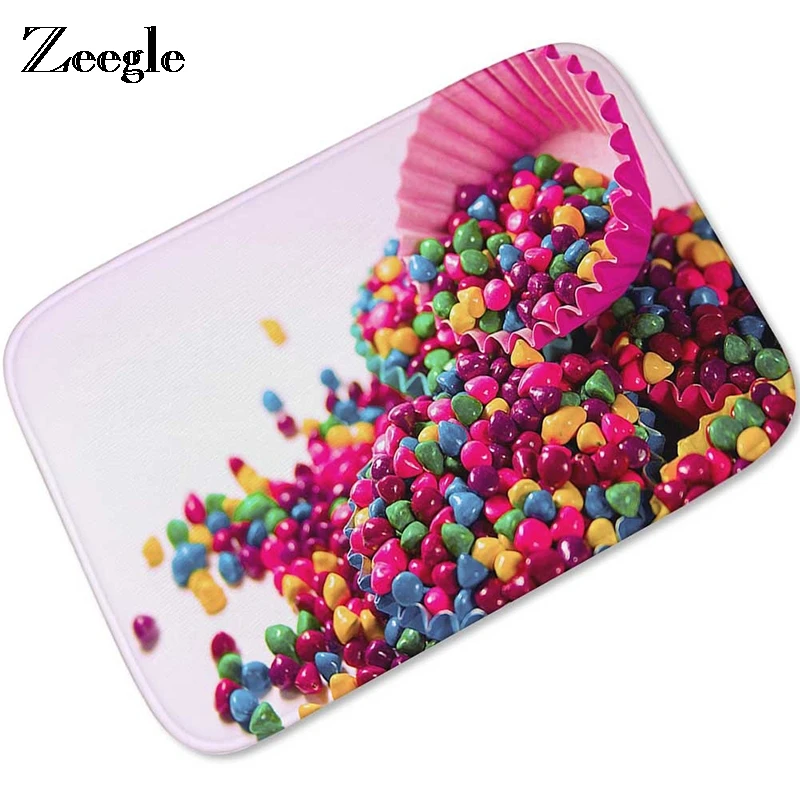 

Zeegle Радужный коврик с рисунком конфет, ковер для гостиной, домашний декор, напольный ковер, кухонный нескользящий ковер, коврик для спальни