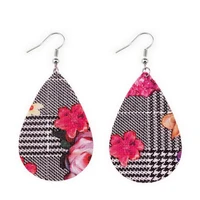 new faux leather teardrop earrings 2020 fashion jewelry printed pu leather earrings for women