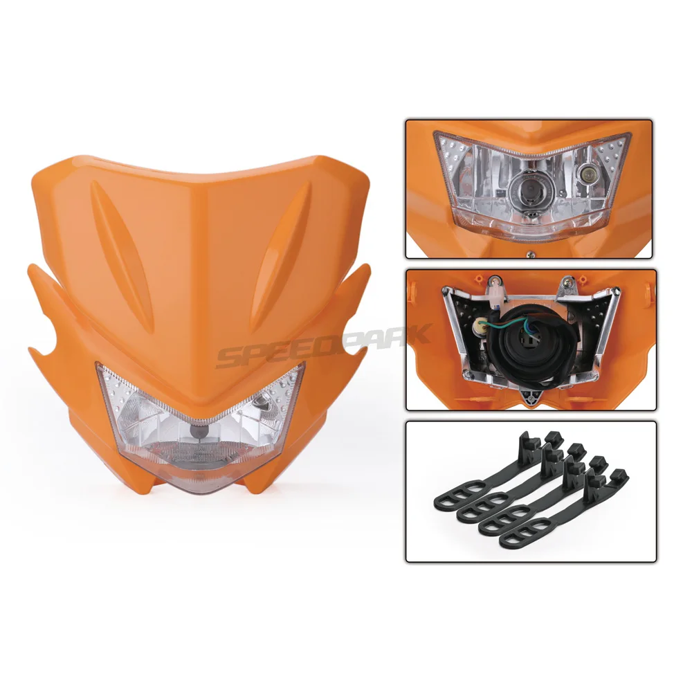 SPEEDPARK универсальный мотоцикл фара обтекатель для KAWASAKI YAMAHA SUZUKI HONDA KTM Байк - Цвет: Yellow