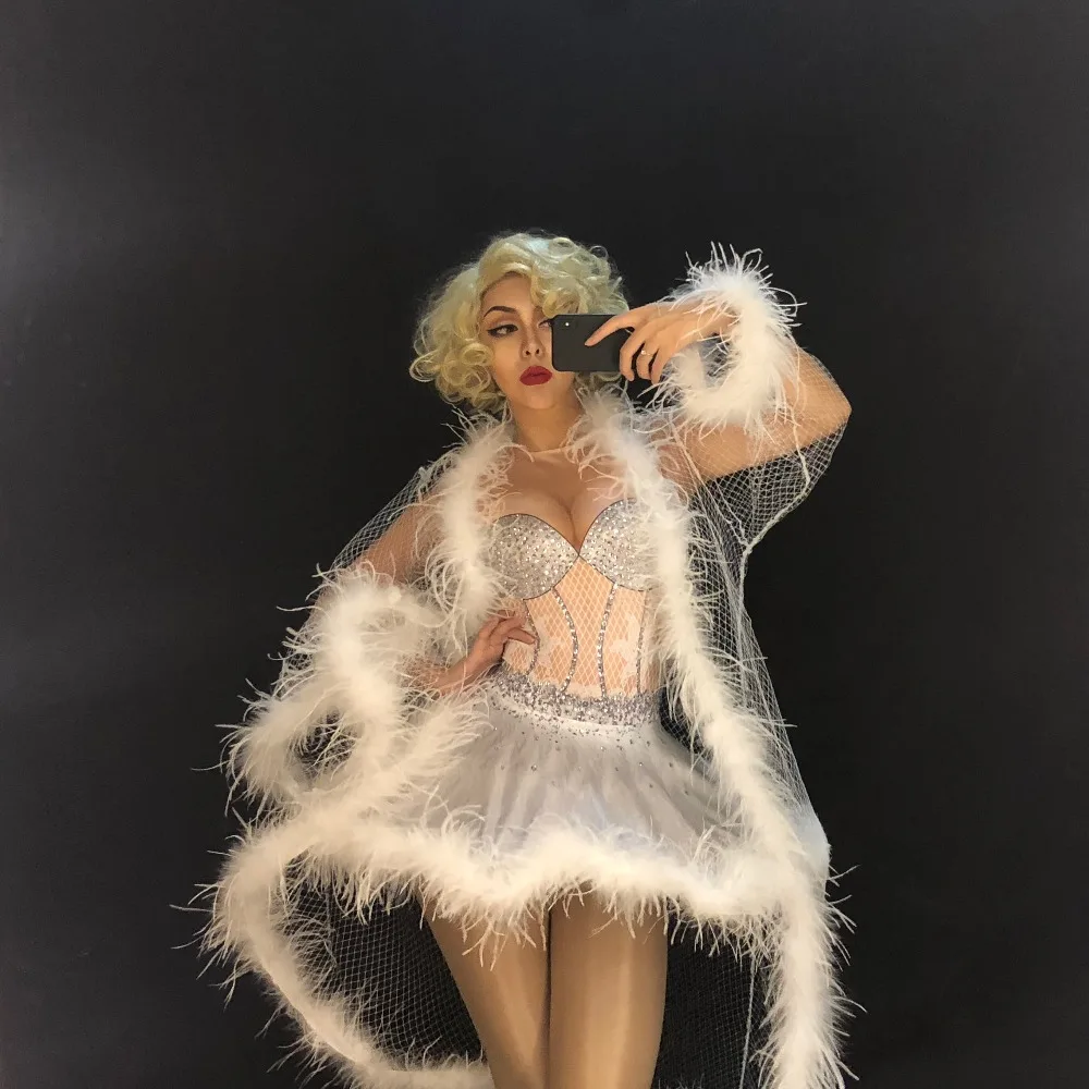 Женское Новое сексуальное белое короткое платье сетчатый плащ сверкающие