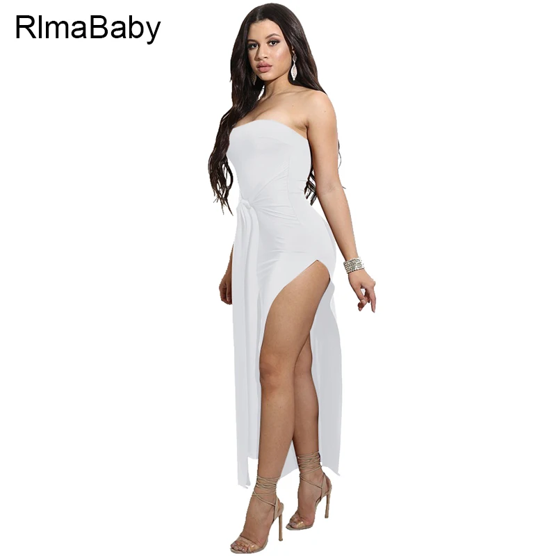 RlmaBaby пикантные Клубные вечерние макси с открытыми плечами летнее платье на шнуровке Разделение спинки Bodycon