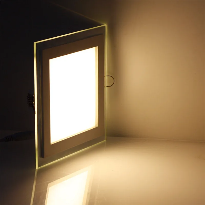 Super Bright 24W LED Glass Panel Light Recessed Ceiling Downlight Spot Down Round/Square AC85-265V Indoor Lighting Lamp | Лампы и