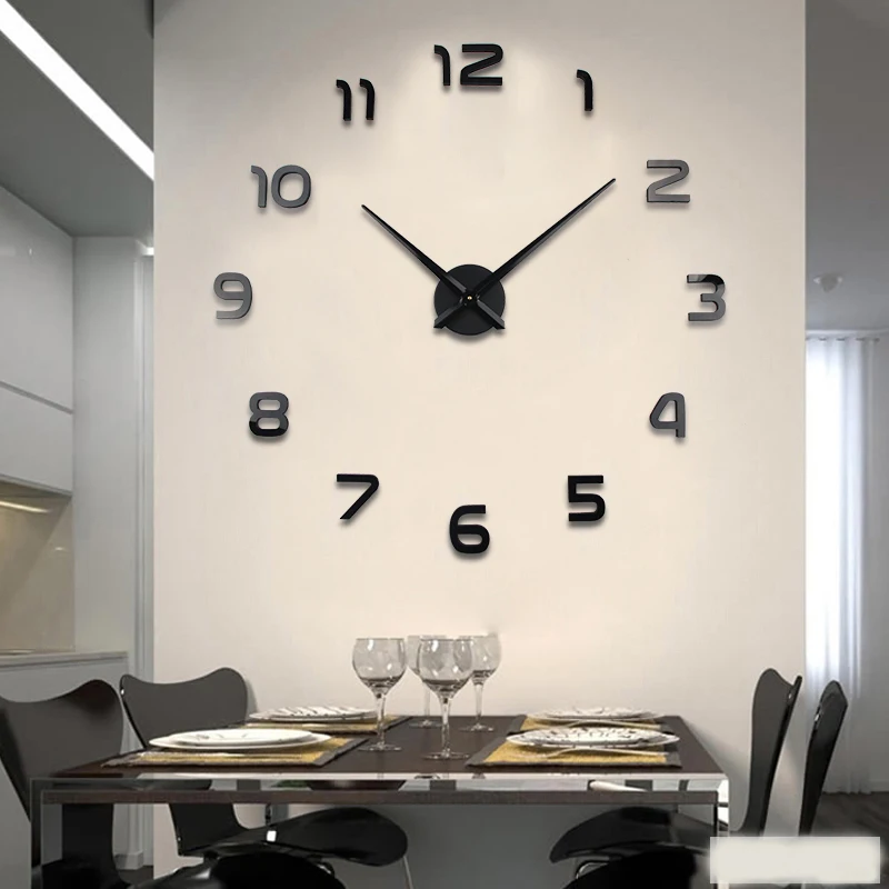 3D Wall Sticker Clock To Home Saati Reloj De Pared Decorative Clocks Living Room Acrylic Mirror Adhesive | Дом и сад