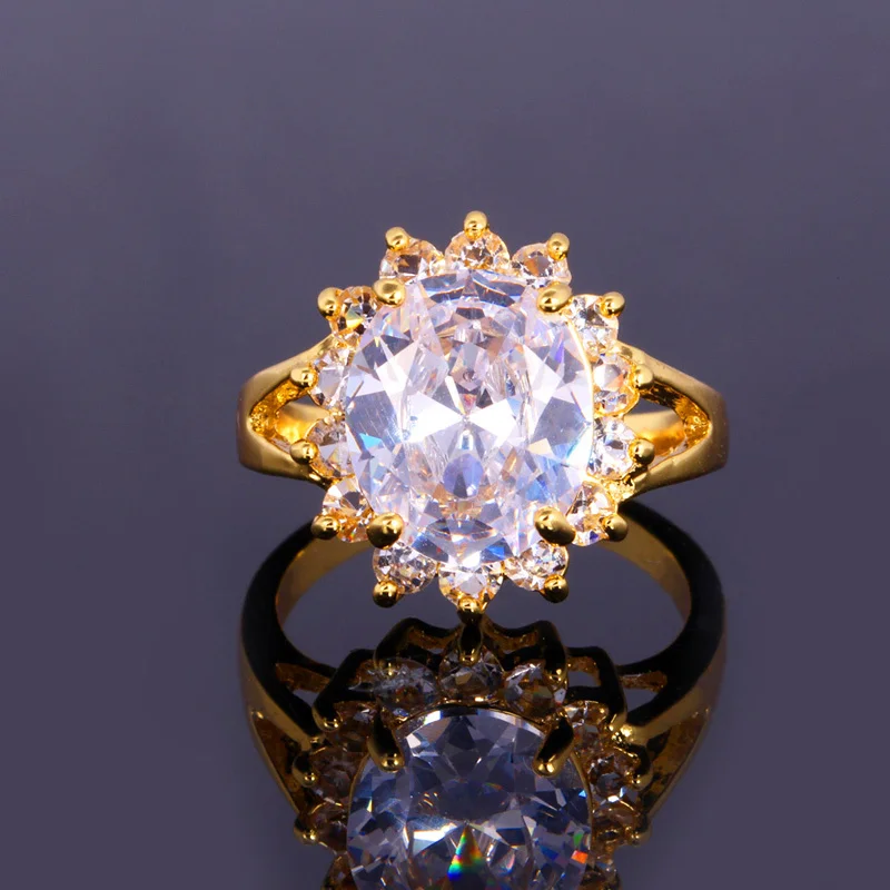 Ювелирное кристаллическое кольцо для женщин модное роскошное Золотое 7 цветов AAA