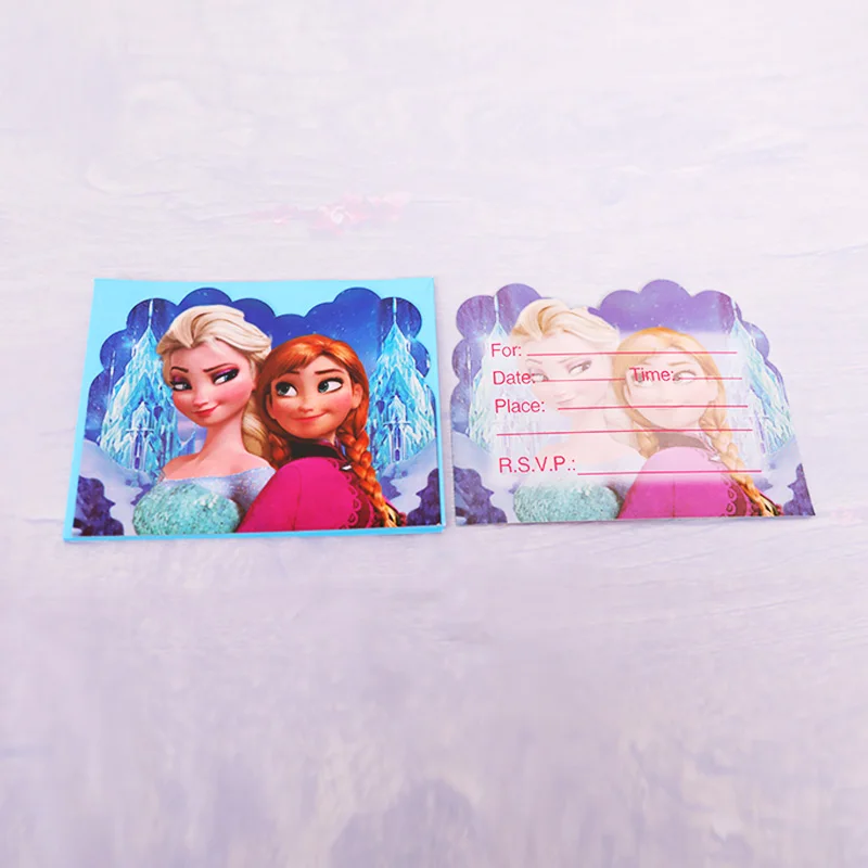 6pcs Invitation Вечерние украшения в стиле принцессы Эльзы из мультфильма «Холодное сердце», вечерние украшения, соломинки, подарок на день рождения, украшения для детей - Цвет: 6pcs Invitation