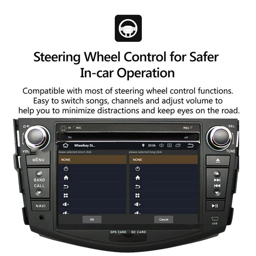 Автомобильный DVD-плеер с GPS-навигацией Android 9 1 для Toyota RAV4 2007 2008 2009 2010 2011 2 din 1024*600