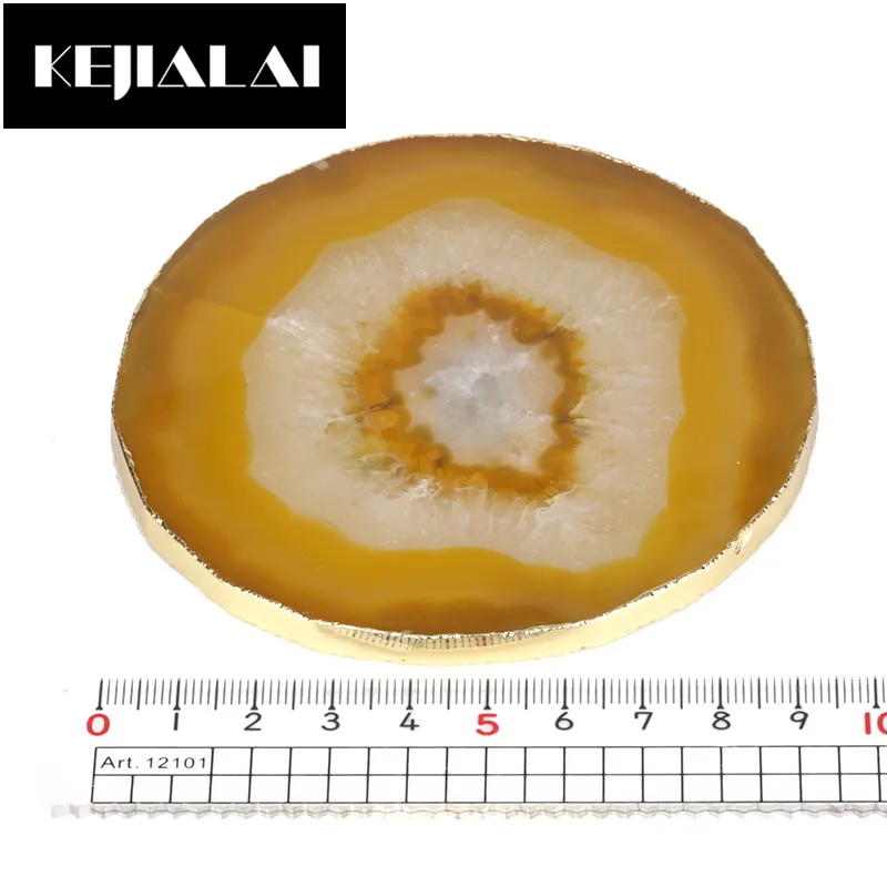 dankanshi Natural Gem Crafts Semi Precious Glass Slice Coaster Cup Mug Glass Beverage Holder Pad Druzy Quartz Geode Glass