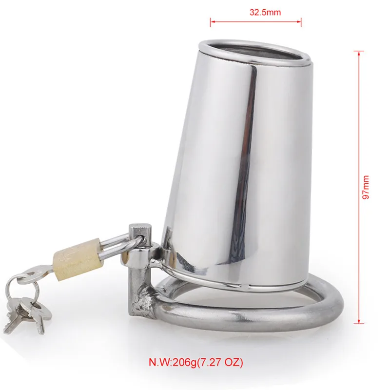 

Metal Bucket Shape Stainless Steel Male Chastity Device Bondage Cock Cage Bird Lock Penis Sleeve Cage Sex Toys for Men G7-1-234