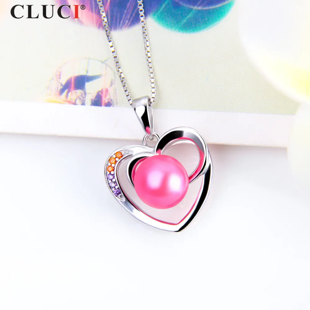 Женский классический кулон CLUCI с жемчужинами и двумя сердцами красным фиолетовым