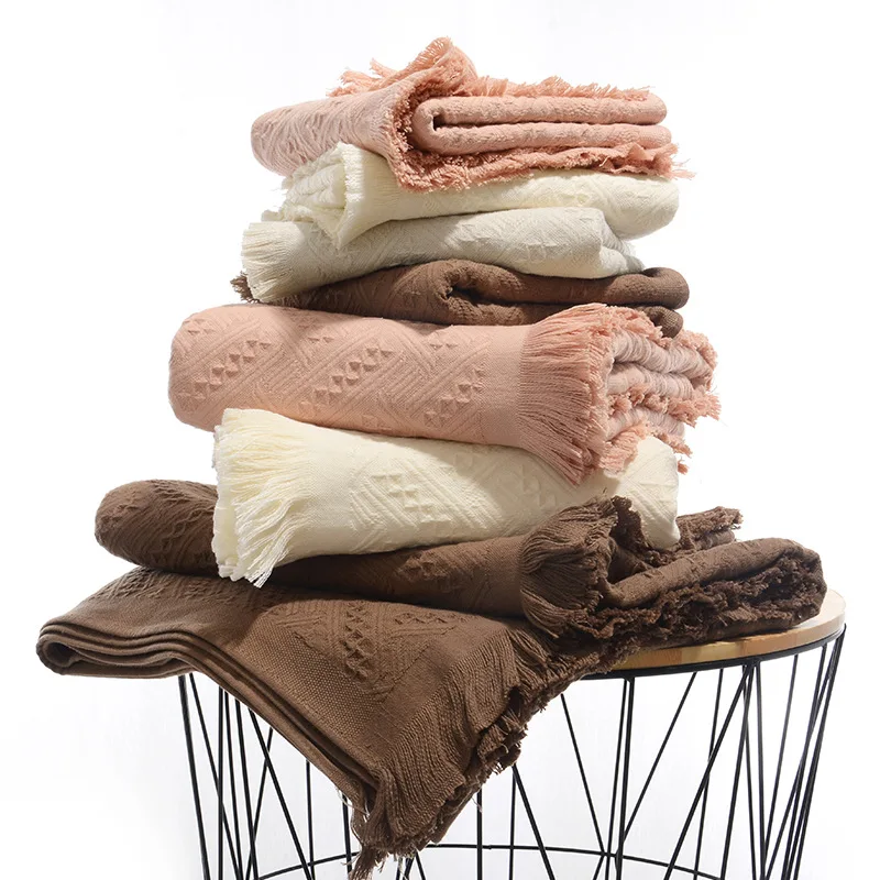 S Bathroom Solid Absorbent Hand Towel Cotton Bath Beach Towel With Tassel Handdoeken