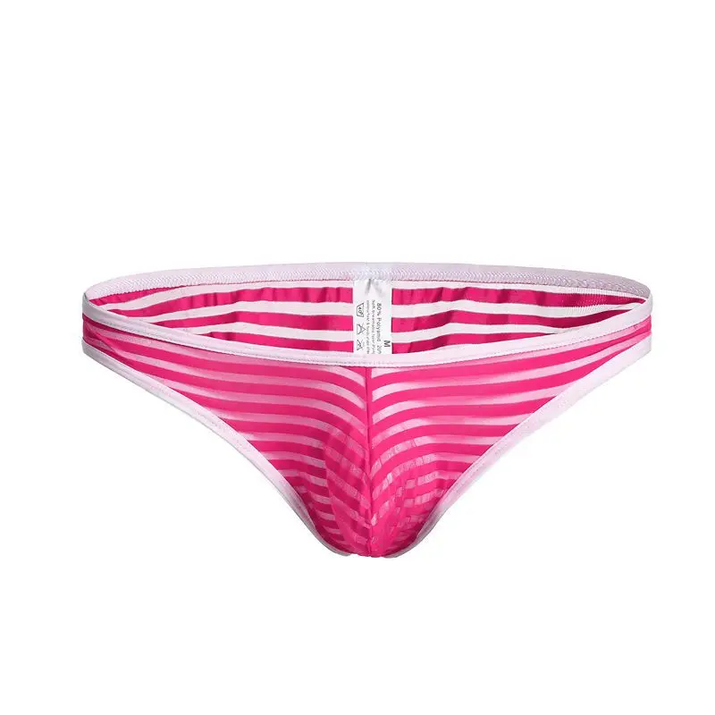 Мужские сексуальные сетчатые Шелковые Стринги в полоску прозрачные трусики с Т