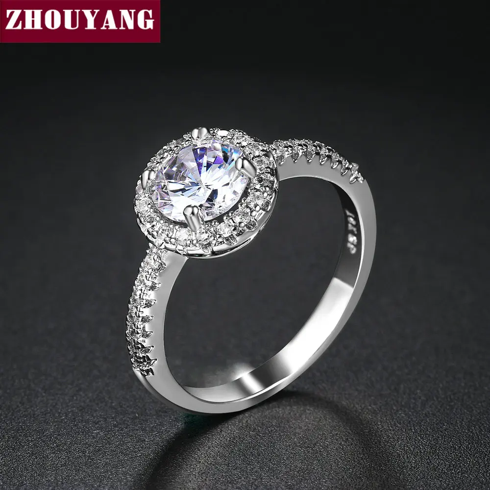 ZHOUYANG, обручальное кольцо для женщин, круглая огранка, кубический цирконий, обручальное, розовое золото, модное ювелирное изделие, подарок для девочки, подруги ZYR319